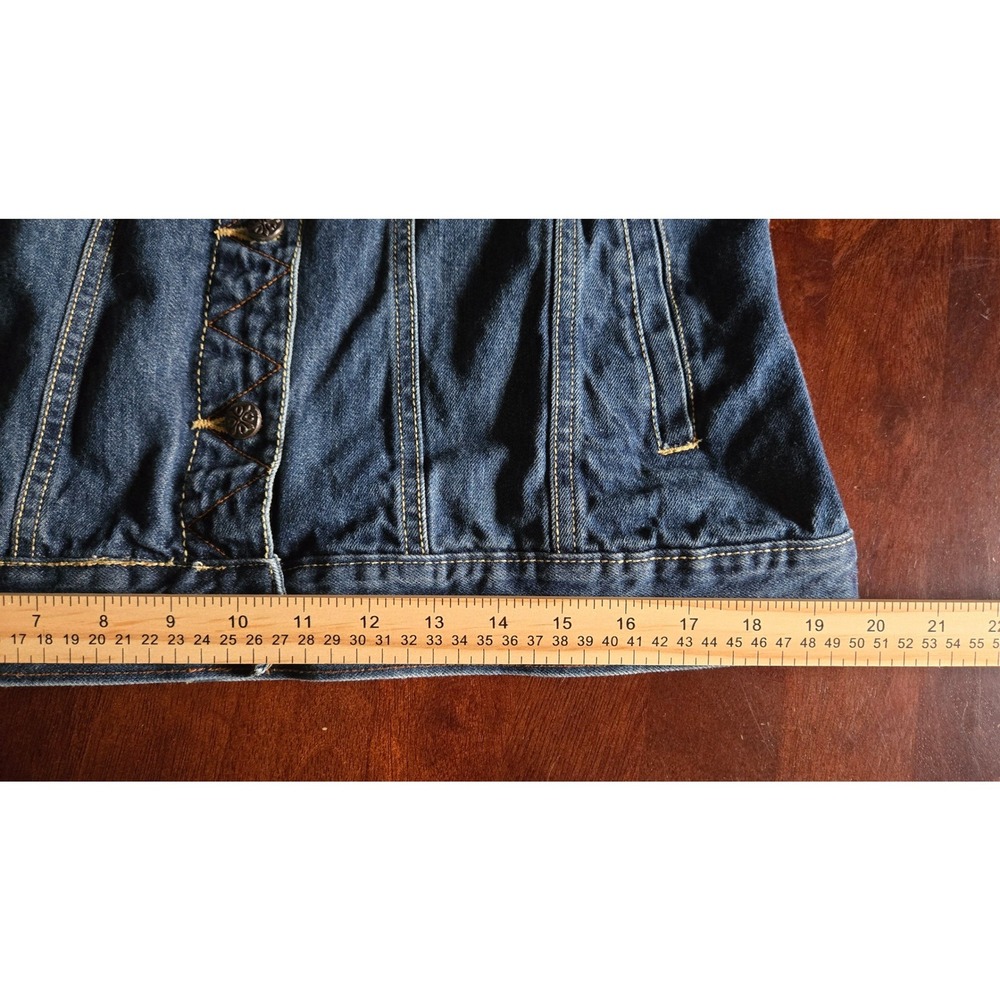 Dressbarn Womens Dark Wash Blue Denim Trucker Jacket 100% Cotton Size Large - Picture 9 of 9